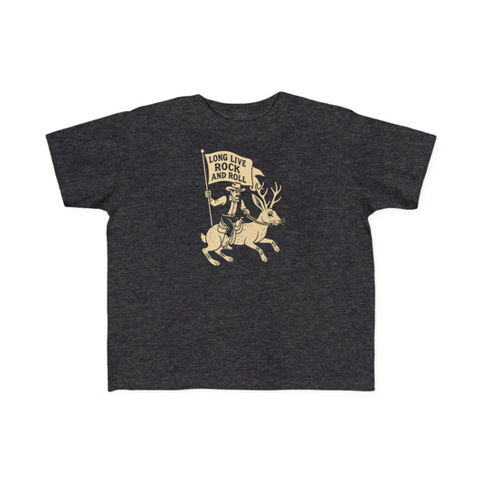 Toddler Tee — Vintage 'Long Live Rock and Roll' Deer Rider Graphic